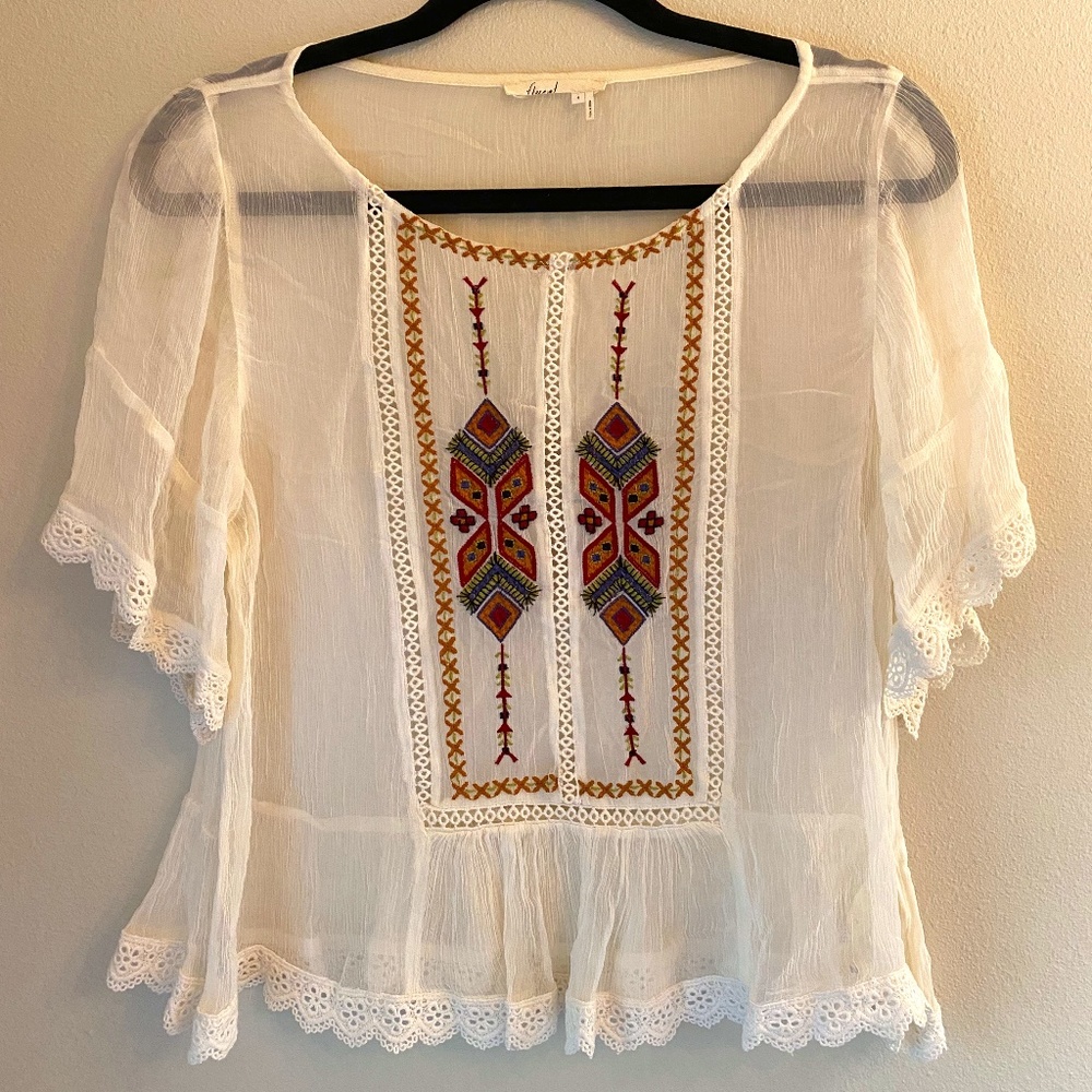 Sheer Embroidered Blouse